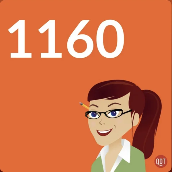 Grammar Girl episode 1160 cover art: the show’s illustrated host on an orange ground.
