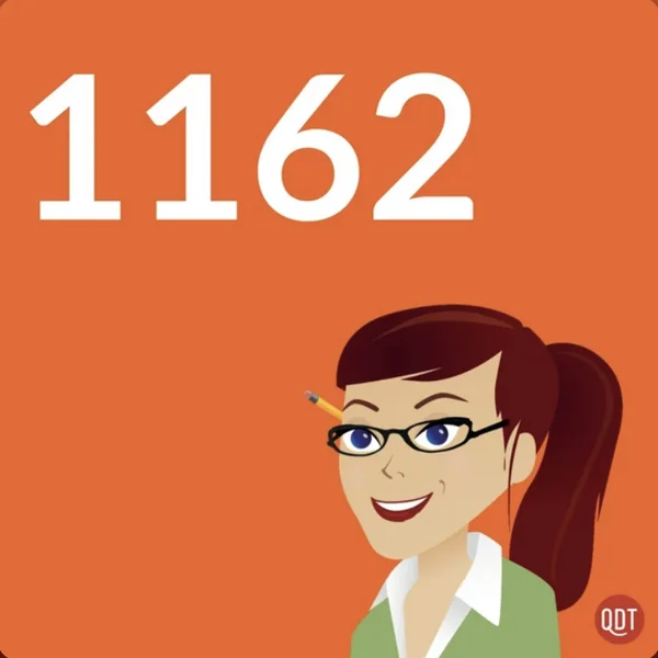 Grammar Girl episode 1162 cover art: the show’s illustrated host on an orange ground.